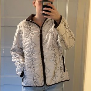 White embroidered winter jacket